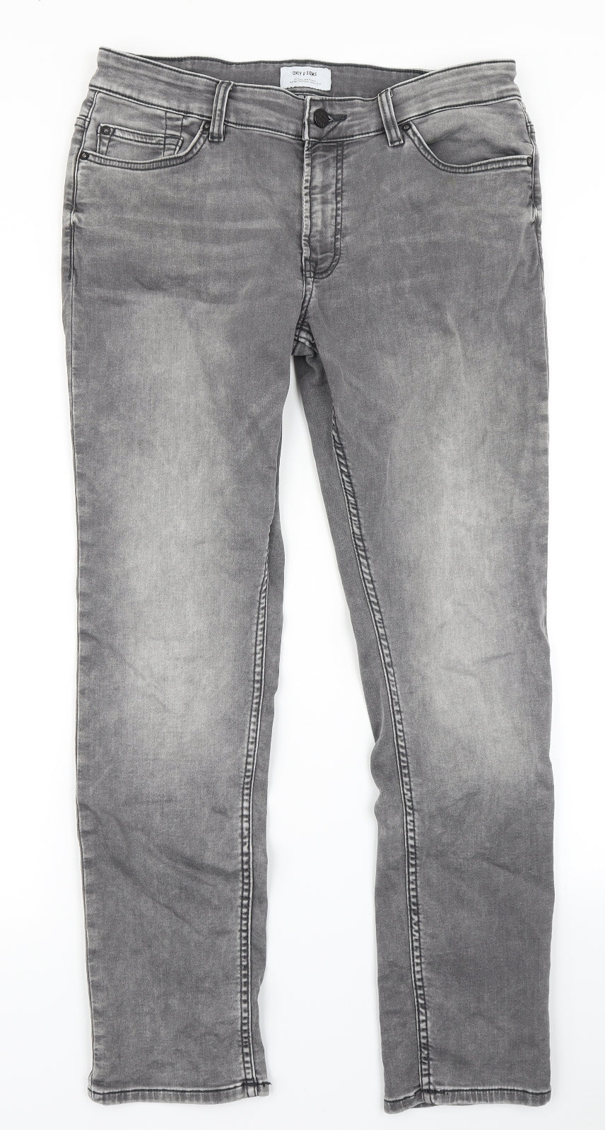 ONLY & SONS Mens Grey  Denim Skinny Jeans Size 32 in L30 in