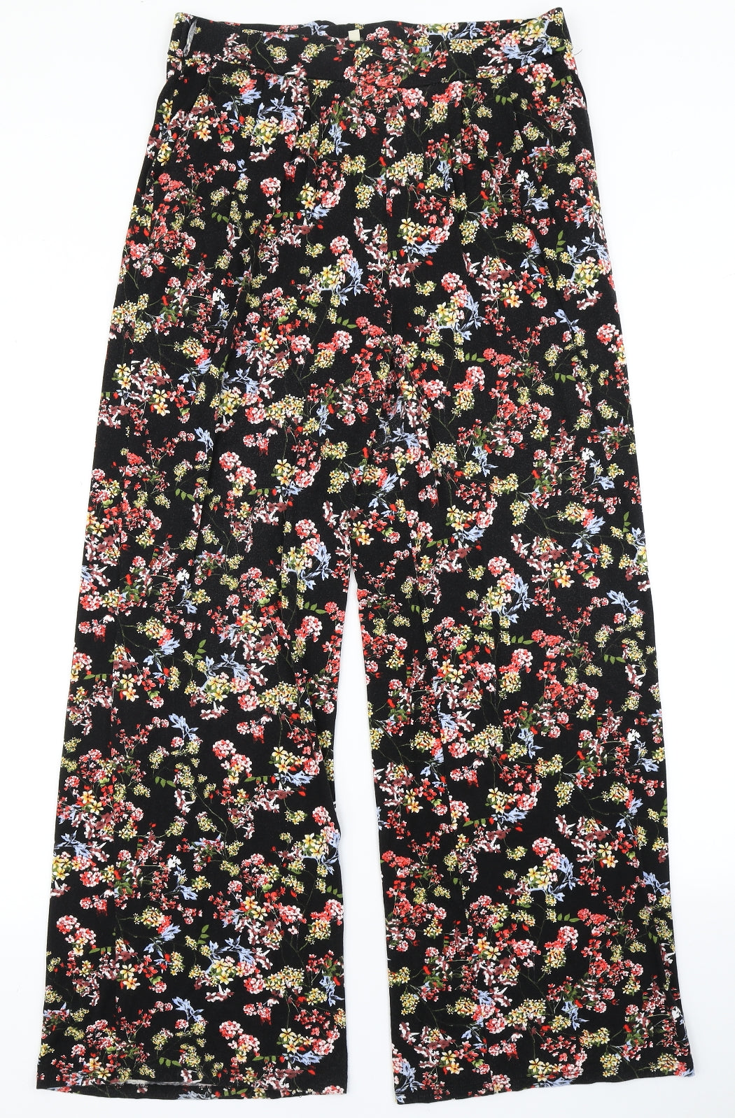 Papaya Womens Black Floral  Harem Trousers Size 14 L28 in