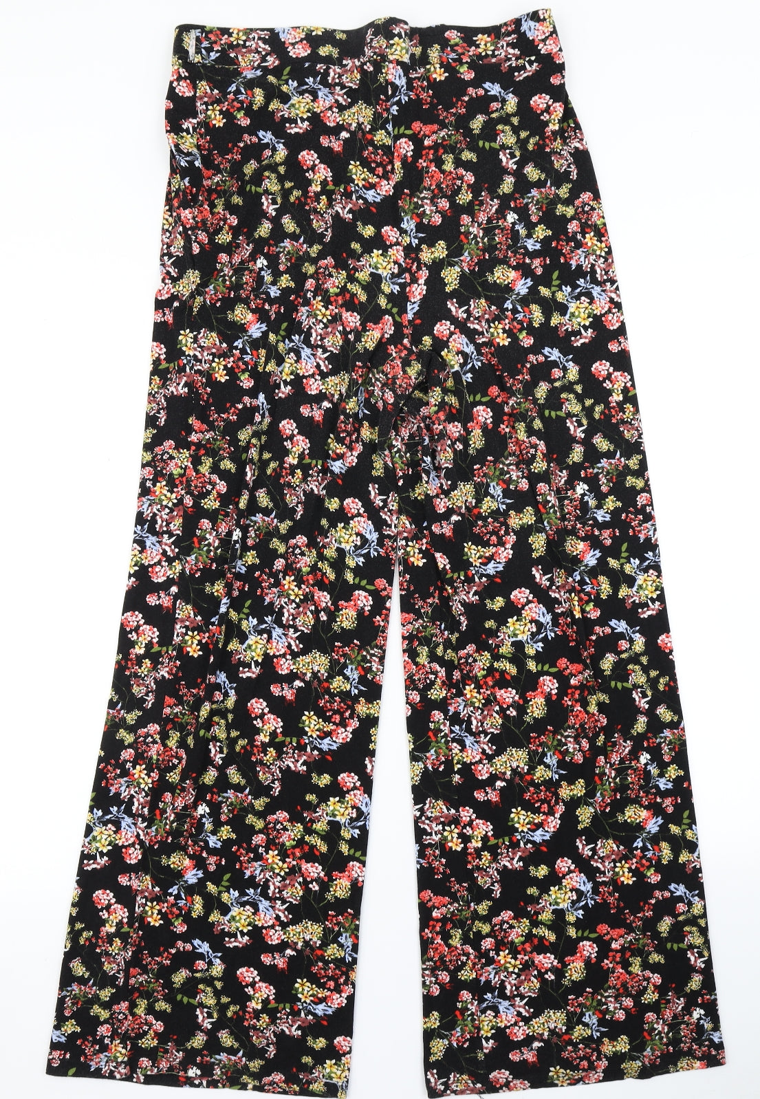 Papaya Womens Black Floral  Harem Trousers Size 14 L28 in