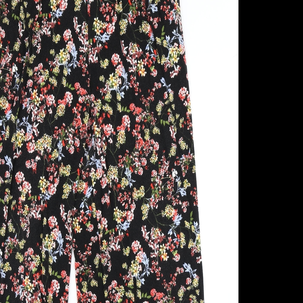 Papaya Womens Black Floral  Harem Trousers Size 14 L28 in