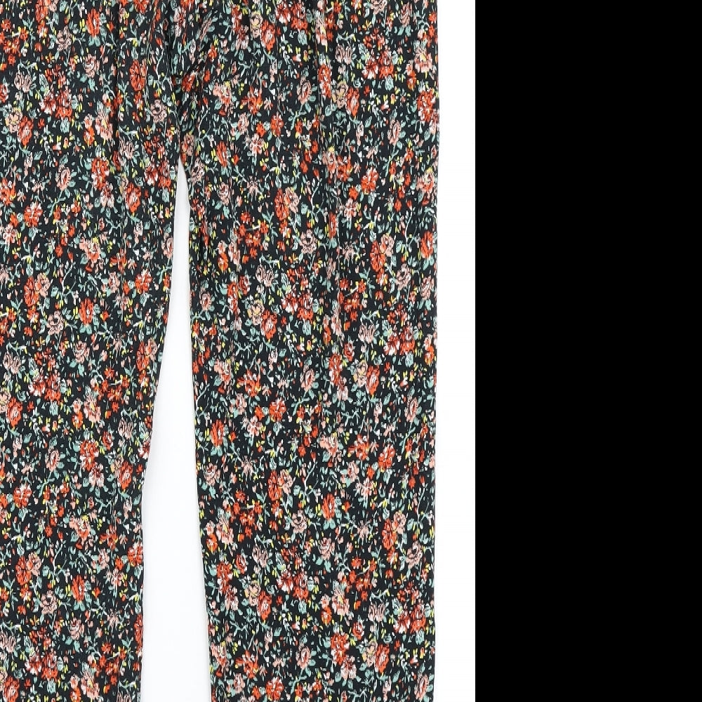 F&F Womens Black Floral  Harem Trousers Size 14 L26 in