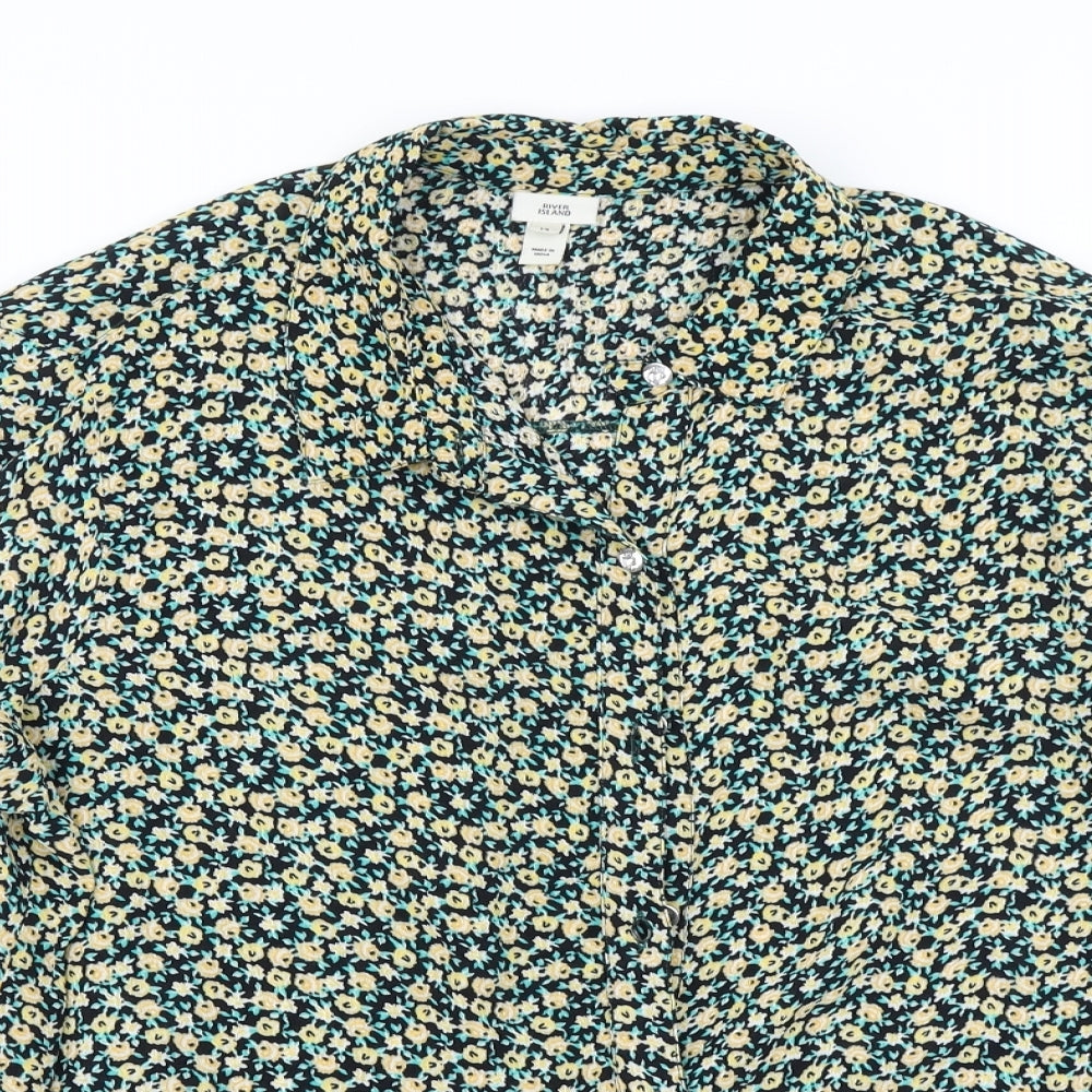 River Island Womens Green Floral  Basic Blouse Size 14