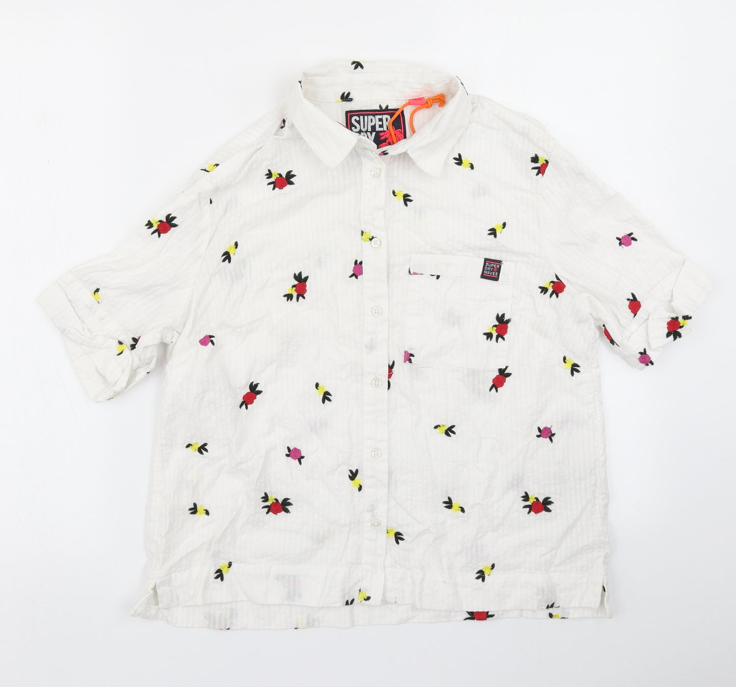 Superdry Womens White Floral  Basic Button-Up Size 12