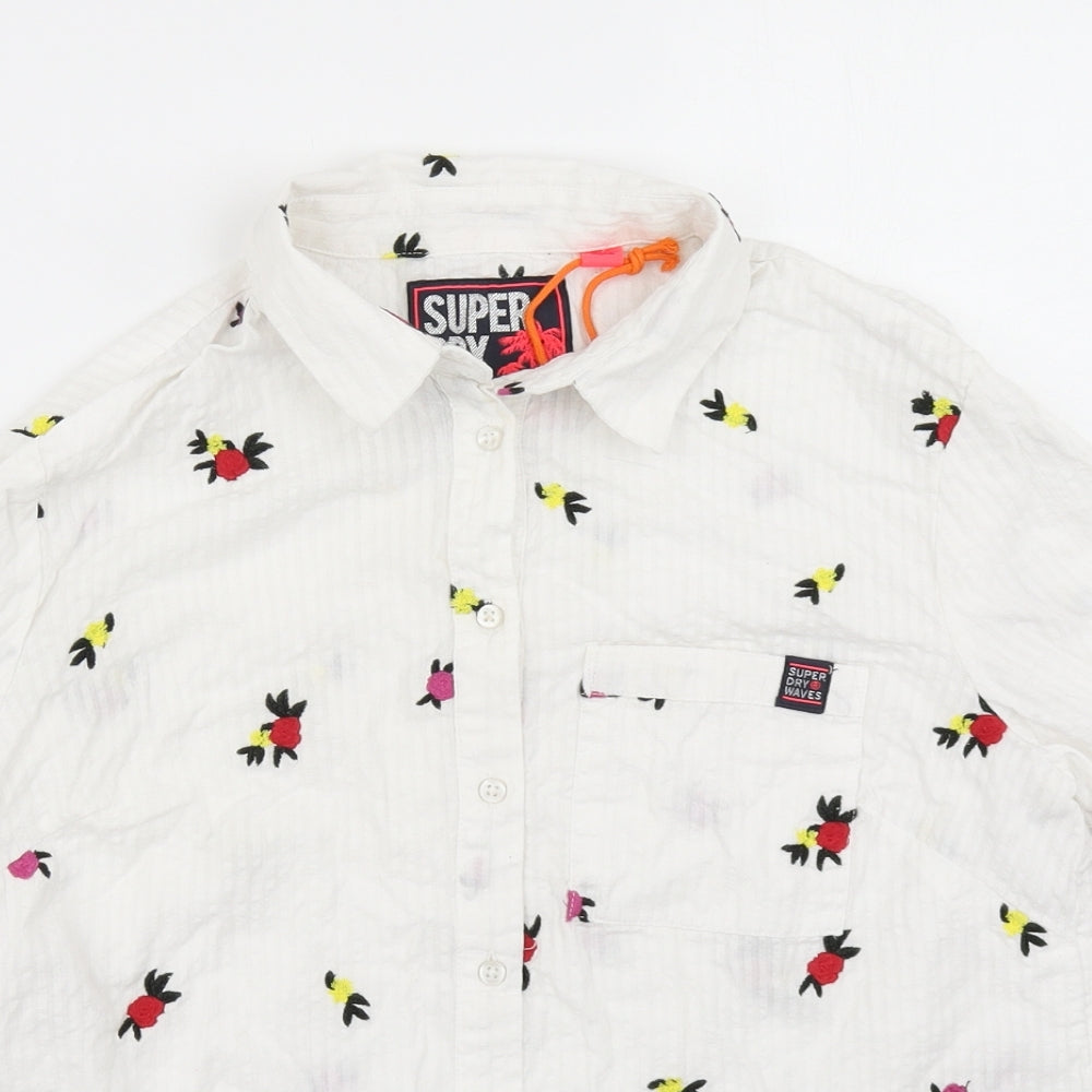 Superdry Womens White Floral  Basic Button-Up Size 12