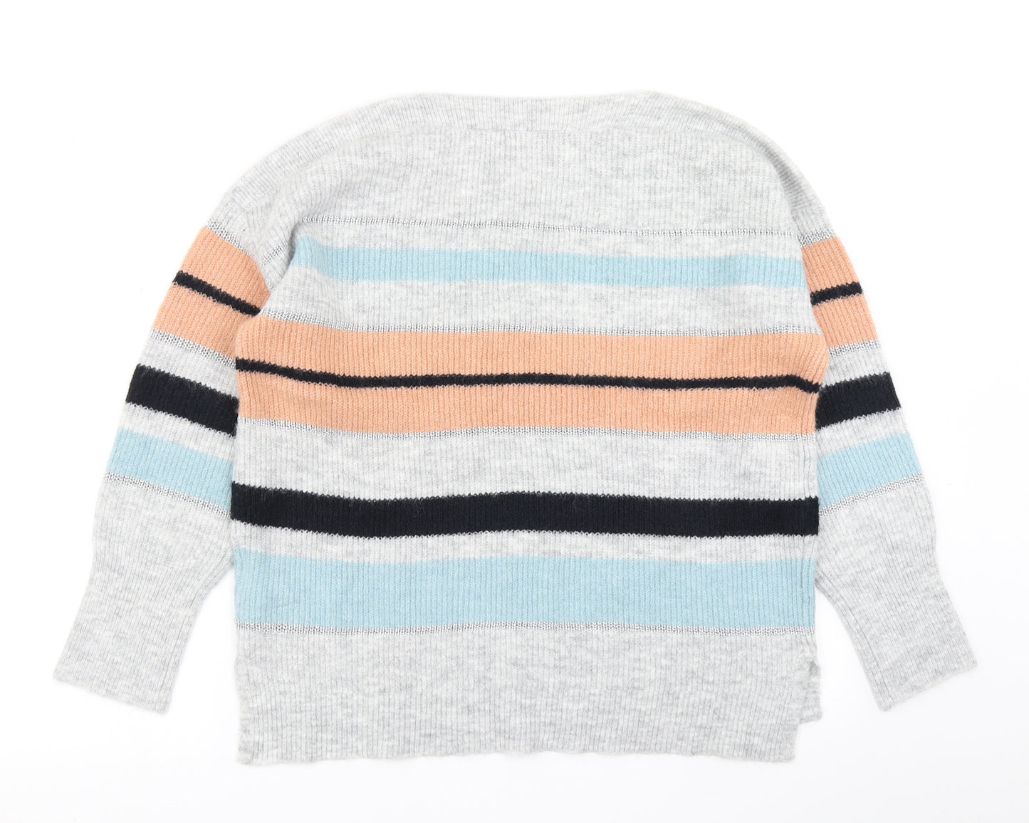 Oasis Womens Grey Striped Knit Pullover Jumper Size M