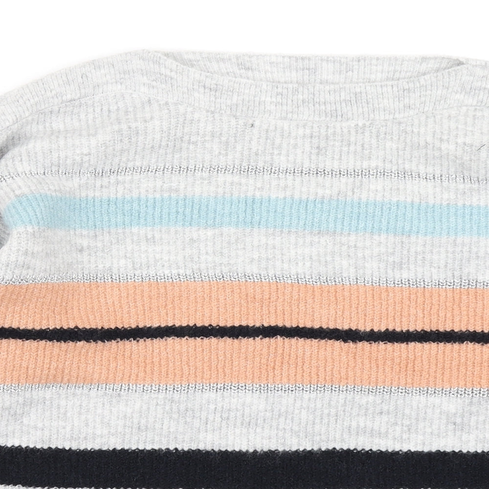 Oasis Womens Grey Striped Knit Pullover Jumper Size M