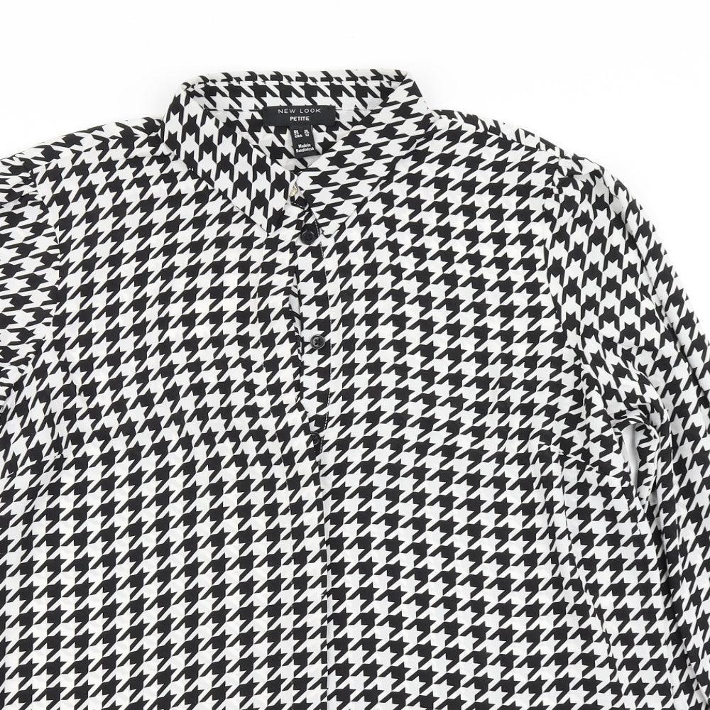 New Look Womens Black Houndstooth  Basic Blouse Size 16