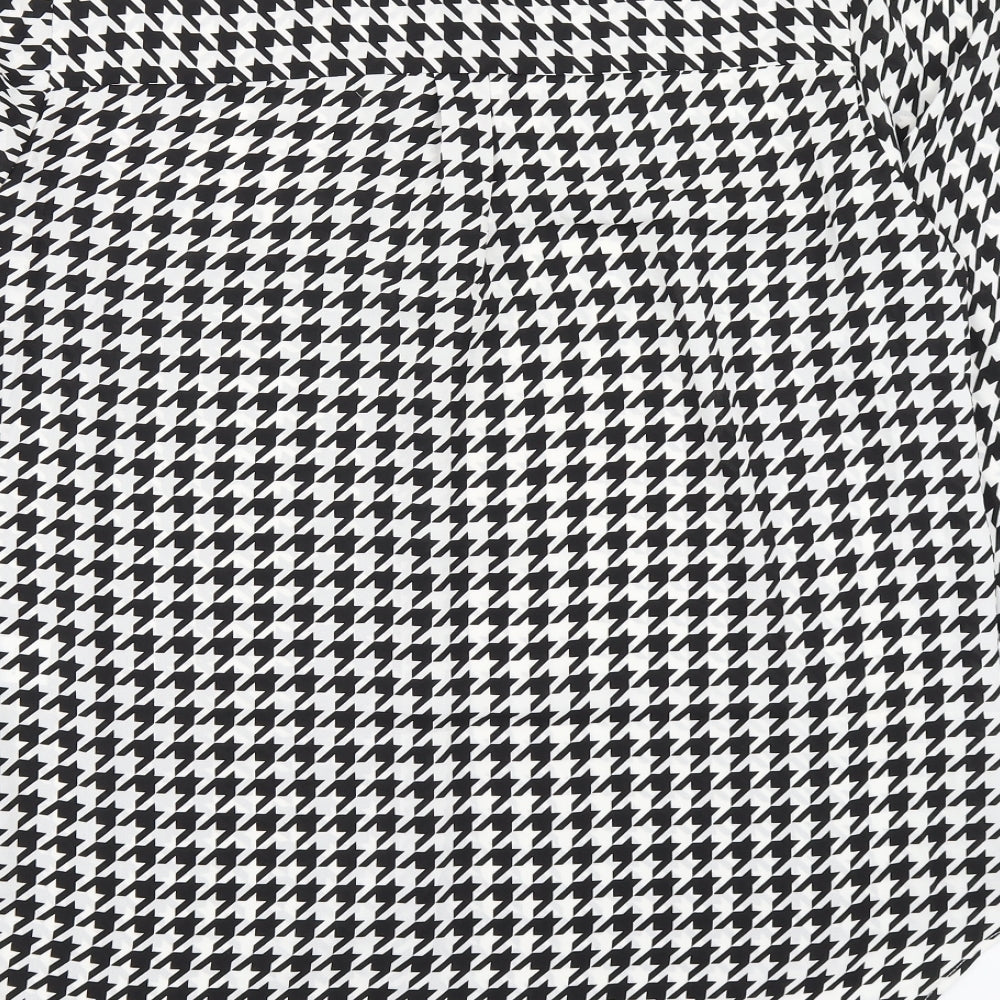 New Look Womens Black Houndstooth  Basic Blouse Size 16