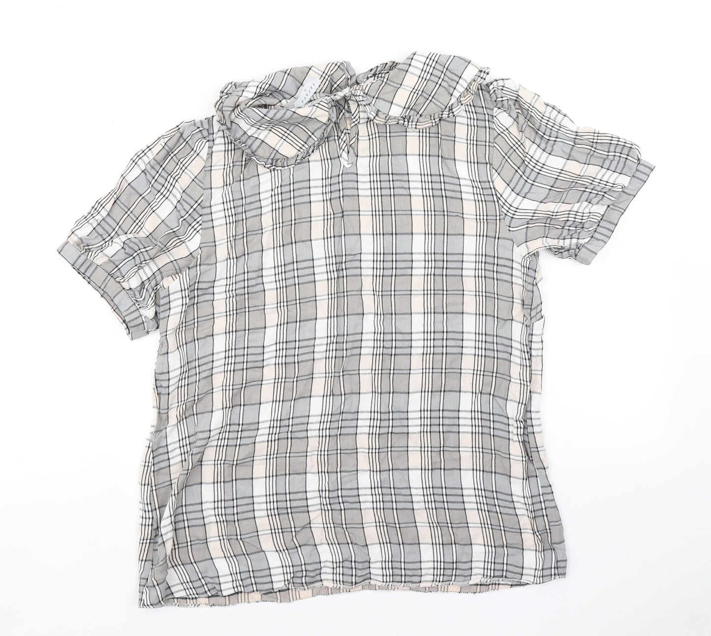 Papaya Womens Grey Plaid  Basic Blouse Size 10