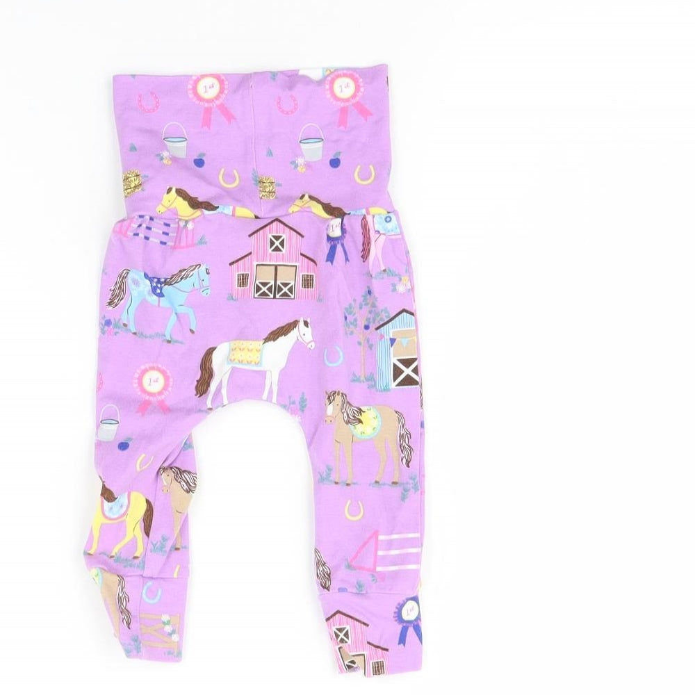 sew mila Girls Purple Spotted  Capri Trousers Size 6-9 Months  - included headband