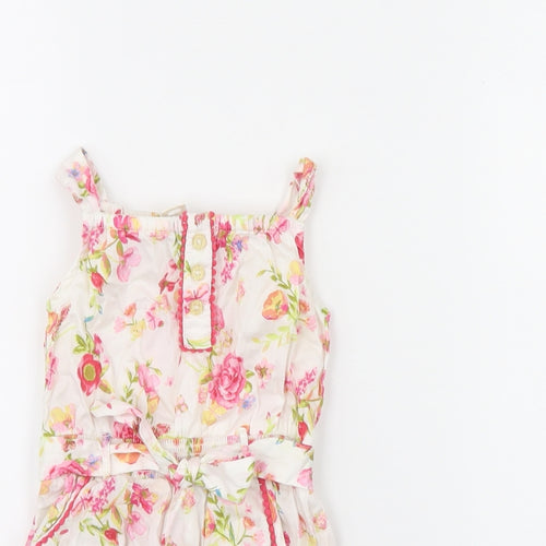 Monsoon Girls Pink Floral  Dungaree One-Piece Size 6-9 Months