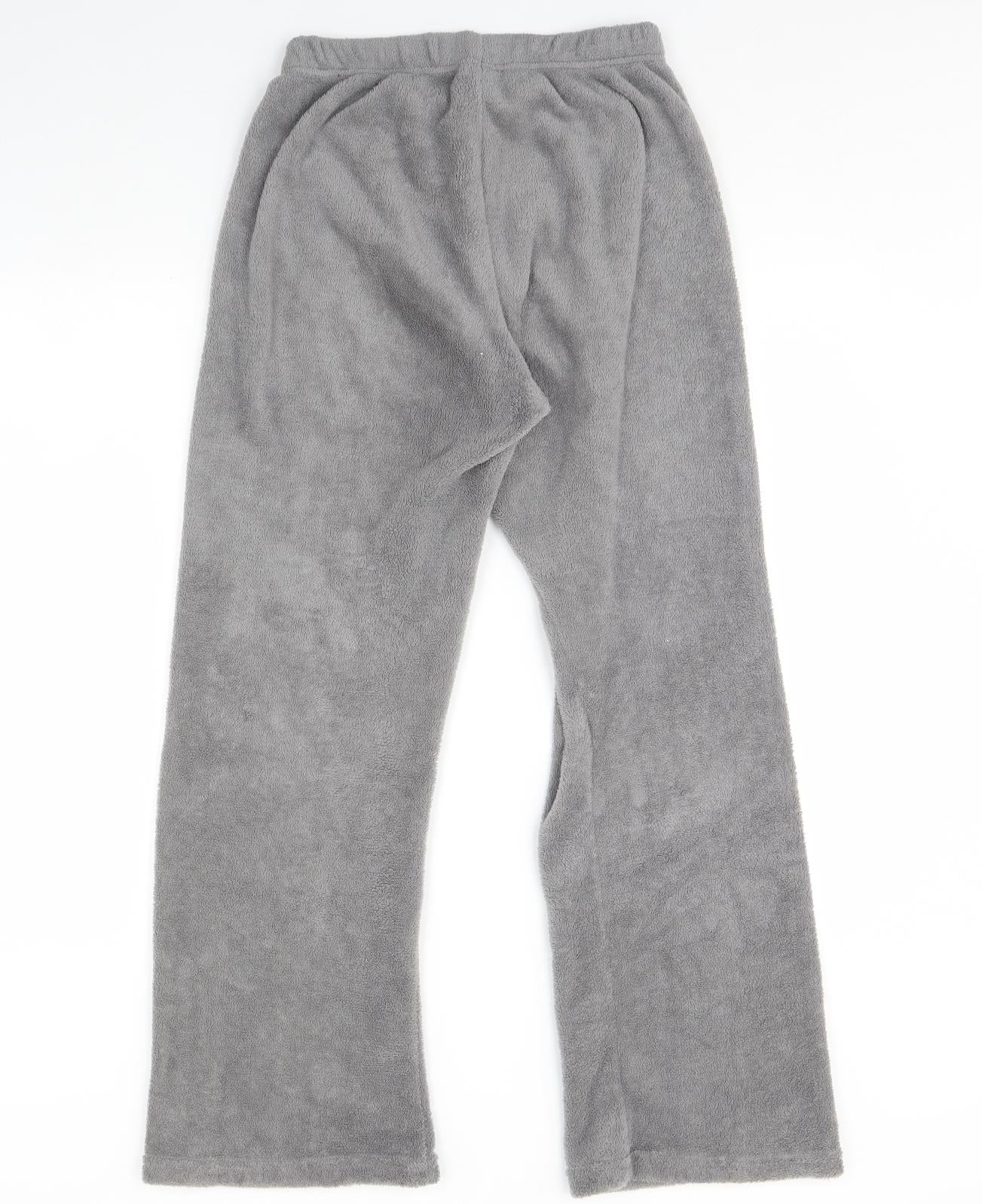 love to lounge Womens Grey Solid Fleece Cami Pyjama Pants Size M