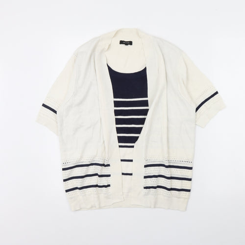 Mia Moda Womens Beige Striped  Pullover Jumper Size M