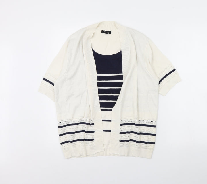 Mia Moda Womens Beige Striped Pullover Jumper Size M