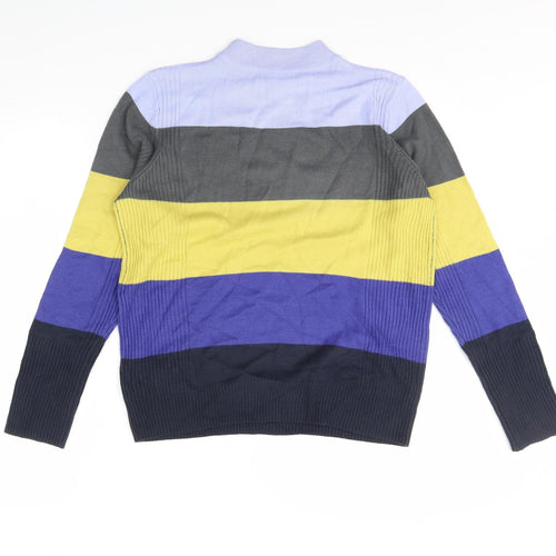 M&s Womens Blue Striped  Pullover Jumper Size 12