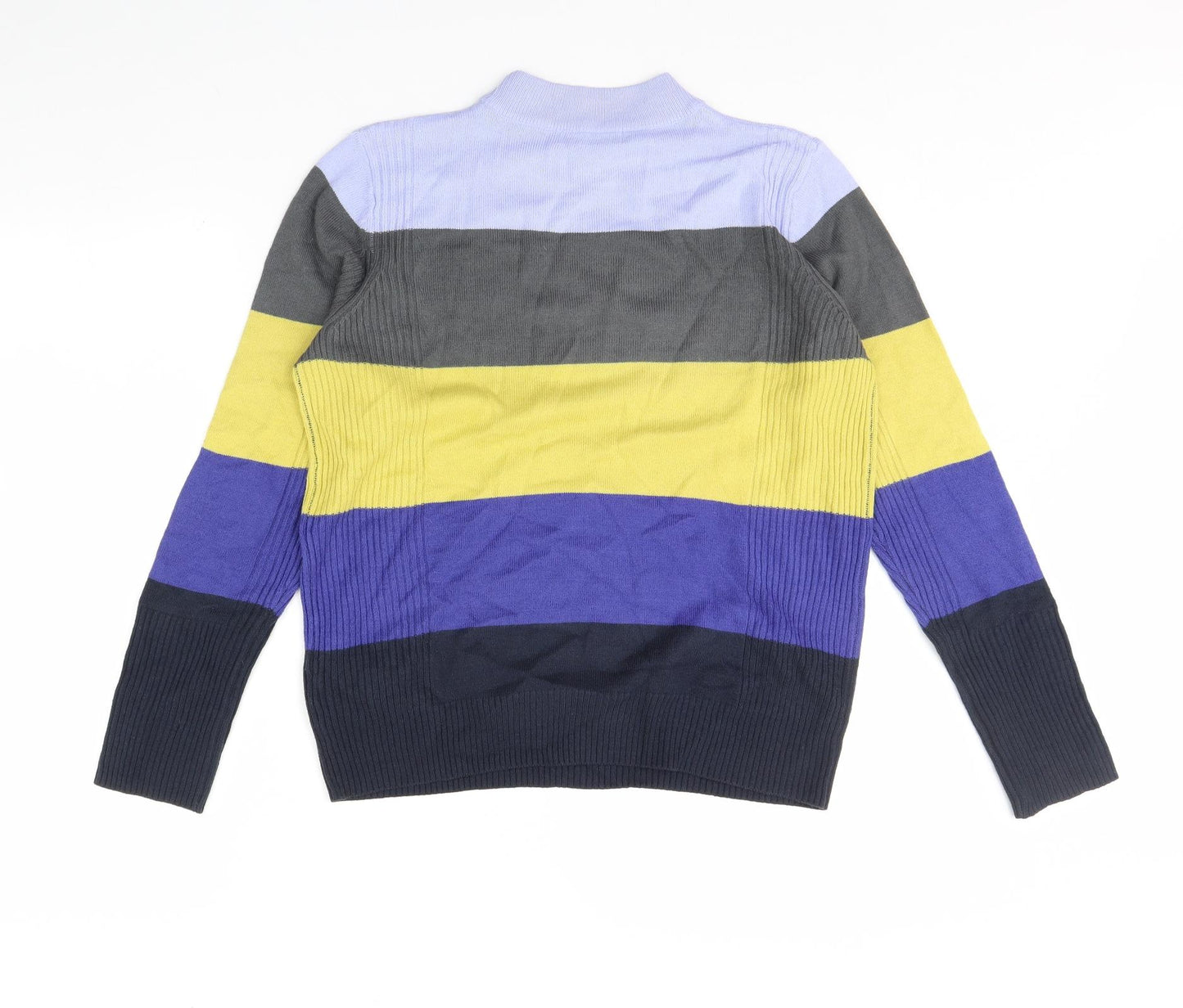 M&s Womens Blue Striped  Pullover Jumper Size 12