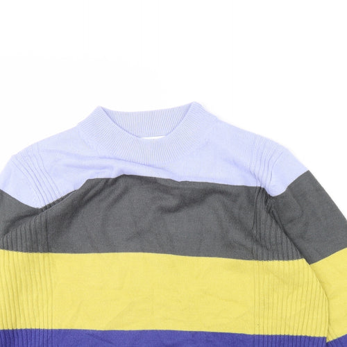 M&s Womens Blue Striped  Pullover Jumper Size 12