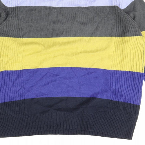 M&s Womens Blue Striped  Pullover Jumper Size 12