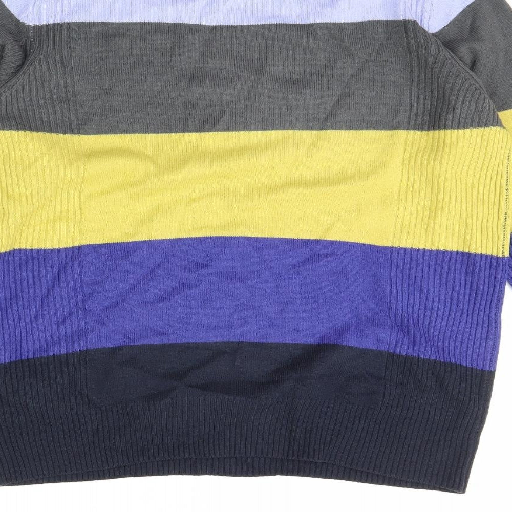 M&s Womens Blue Striped  Pullover Jumper Size 12