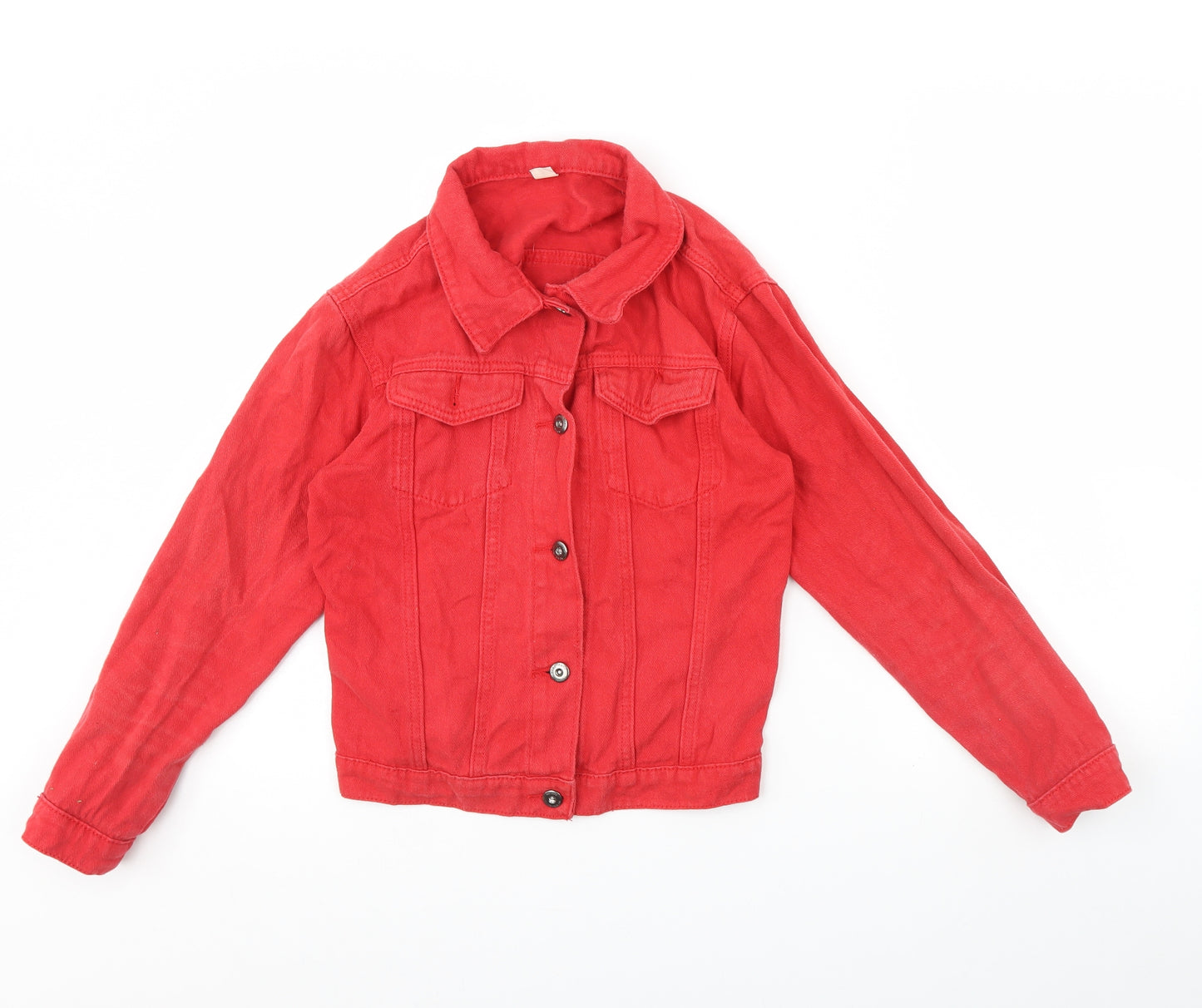 Preworn Womens Red  Denim Jacket  Size M