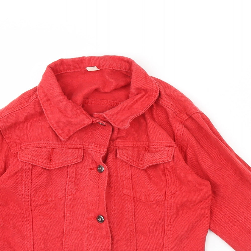 Preworn Womens Red  Denim Jacket  Size M