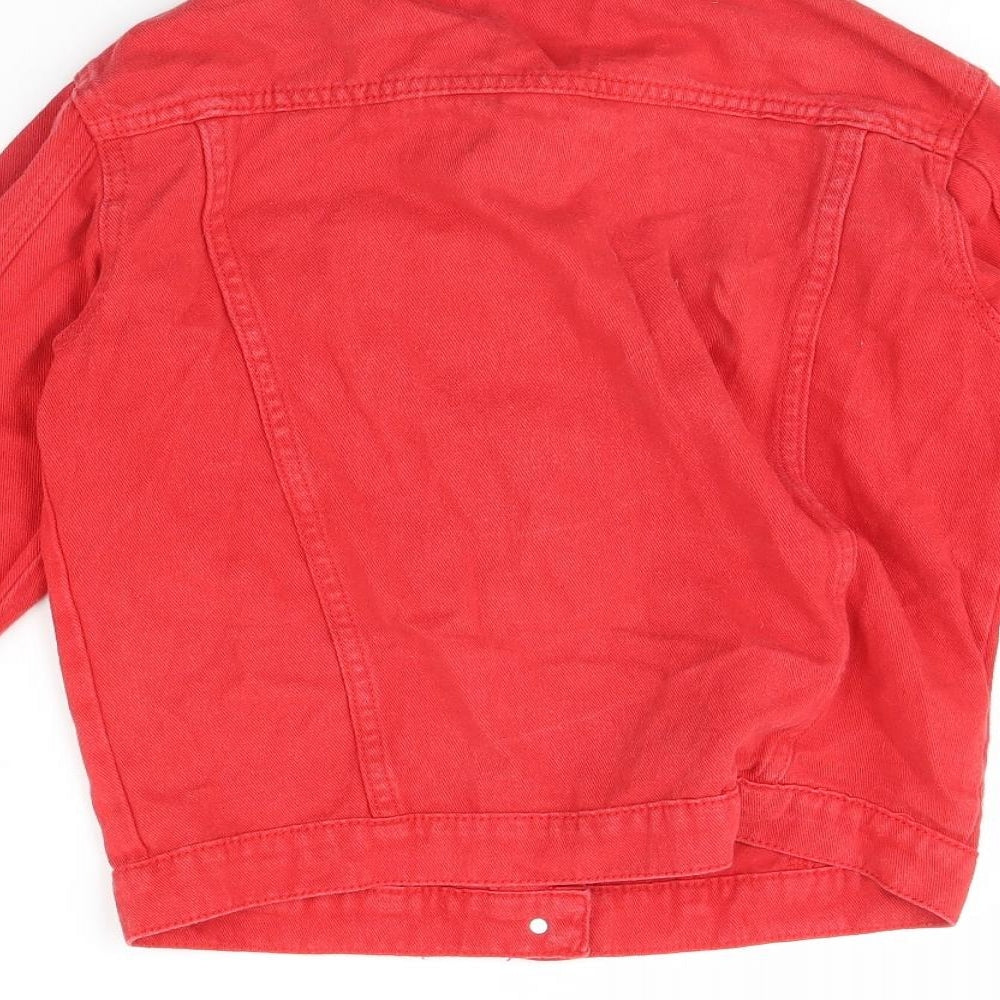 Preworn Womens Red  Denim Jacket  Size M