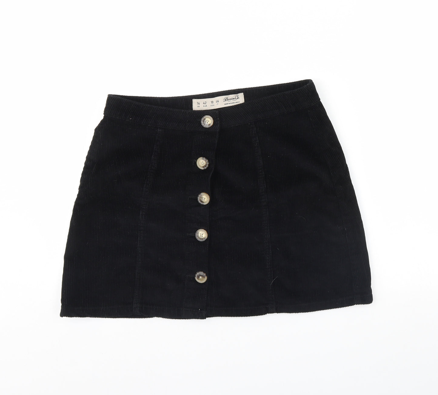Denim & Co. Womens Black  Corduroy Mini Skirt Size 14