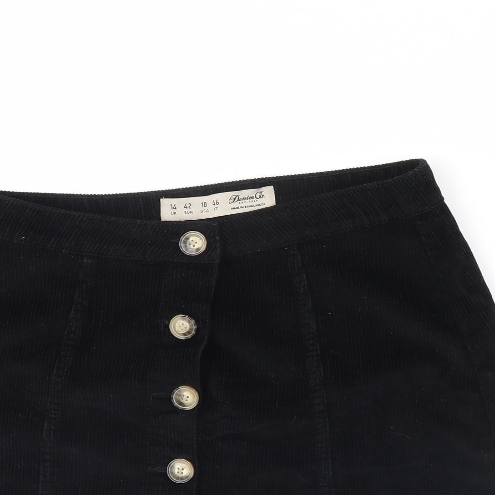 Denim & Co. Womens Black  Corduroy Mini Skirt Size 14