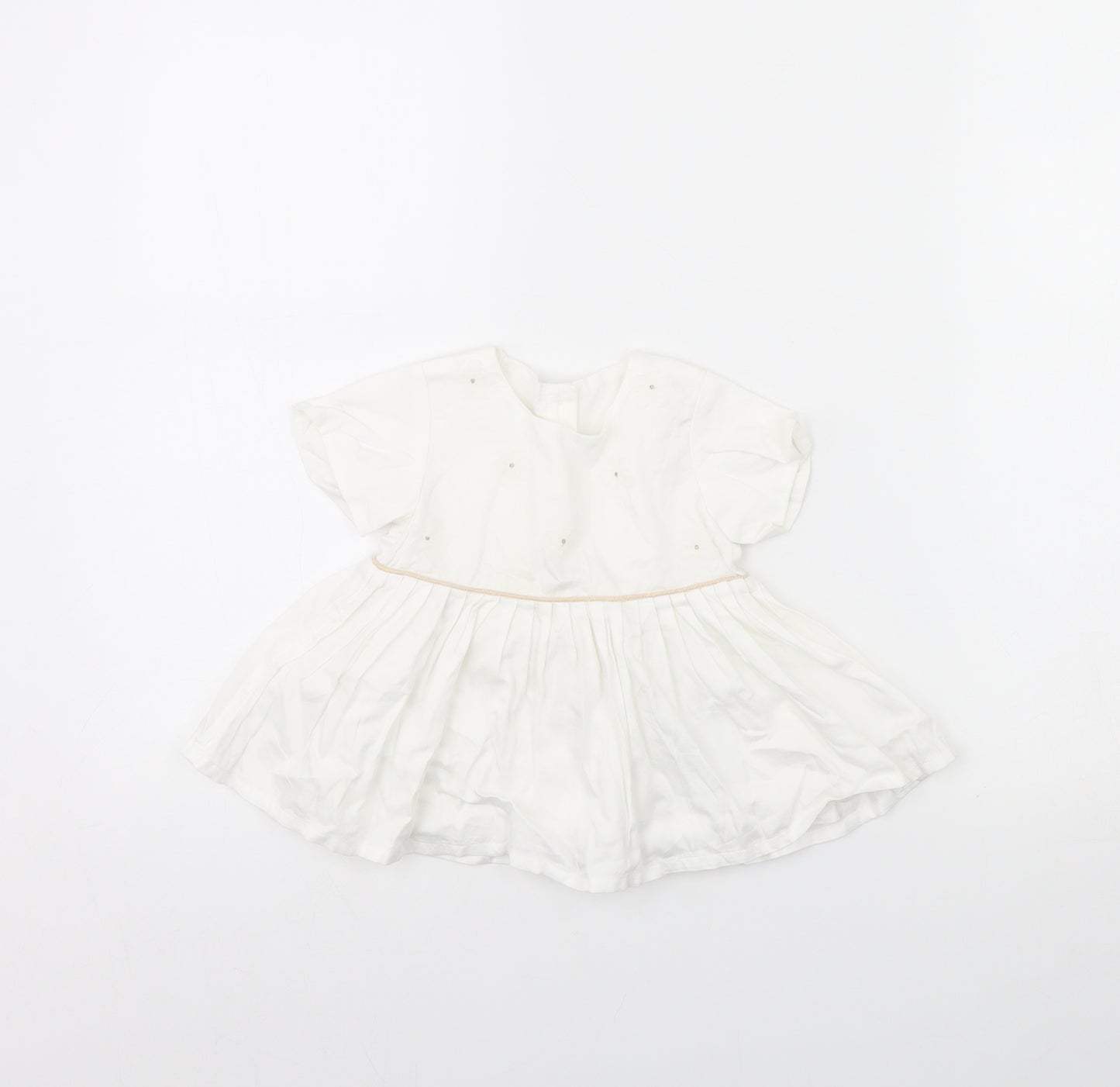 M&s Girls White   Fit & Flare  Size 9-12 Months