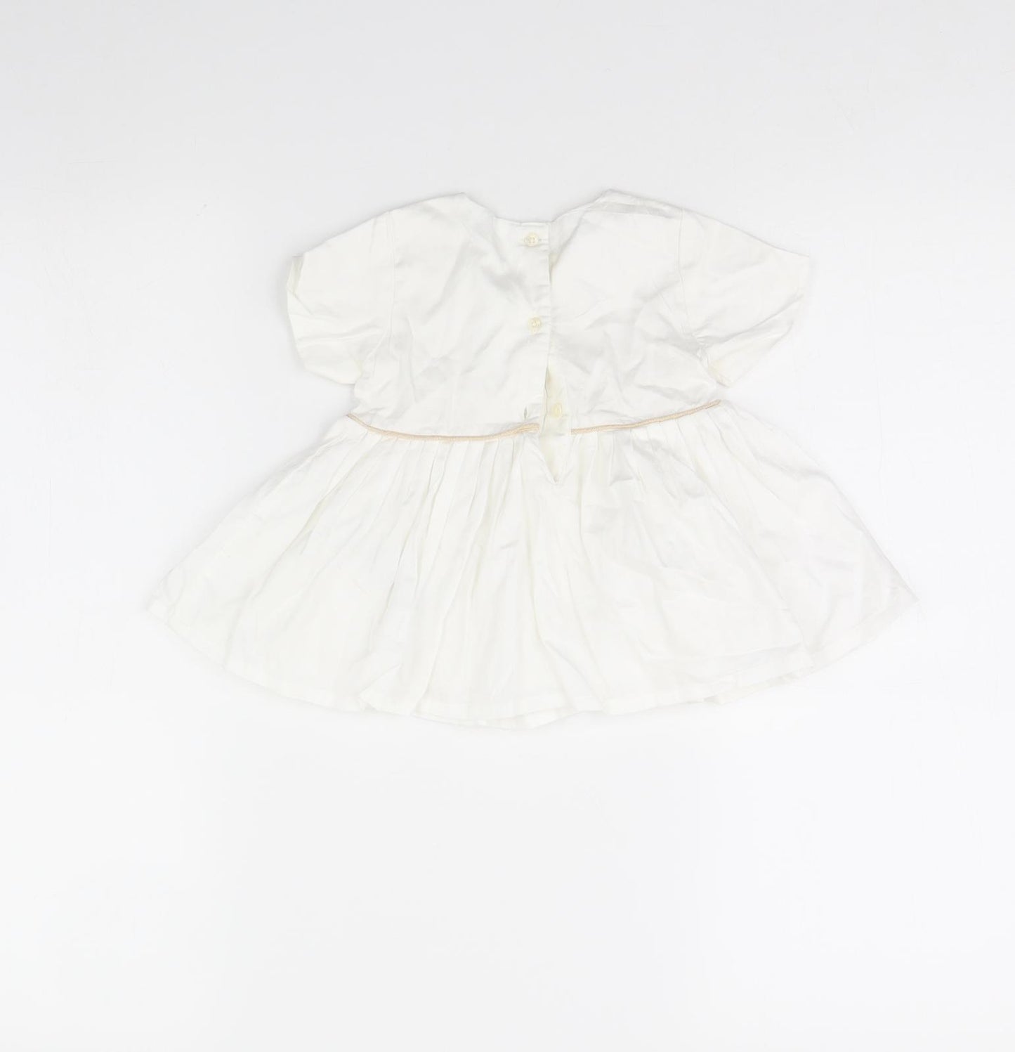 M&s Girls White   Fit & Flare  Size 9-12 Months
