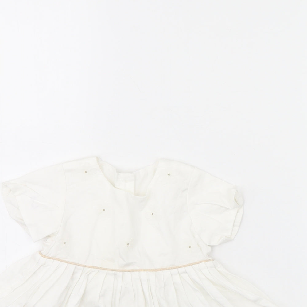M&s Girls White   Fit & Flare  Size 9-12 Months