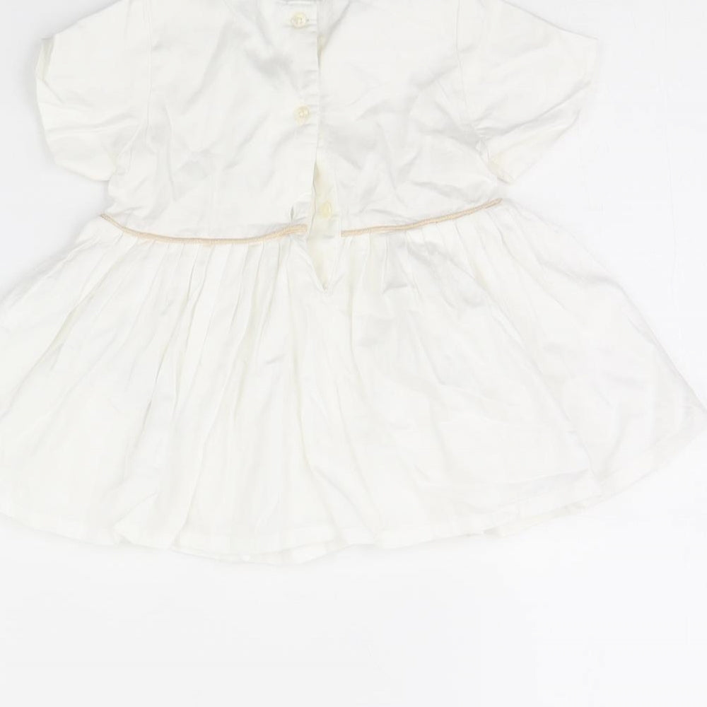 M&s Girls White   Fit & Flare  Size 9-12 Months