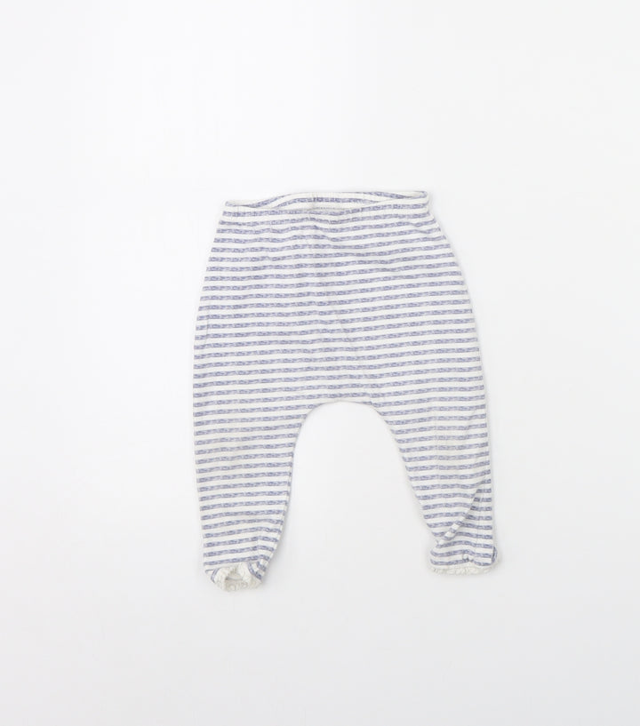 NEXT Girls Blue Striped Capri Leggings Size 9 Months
