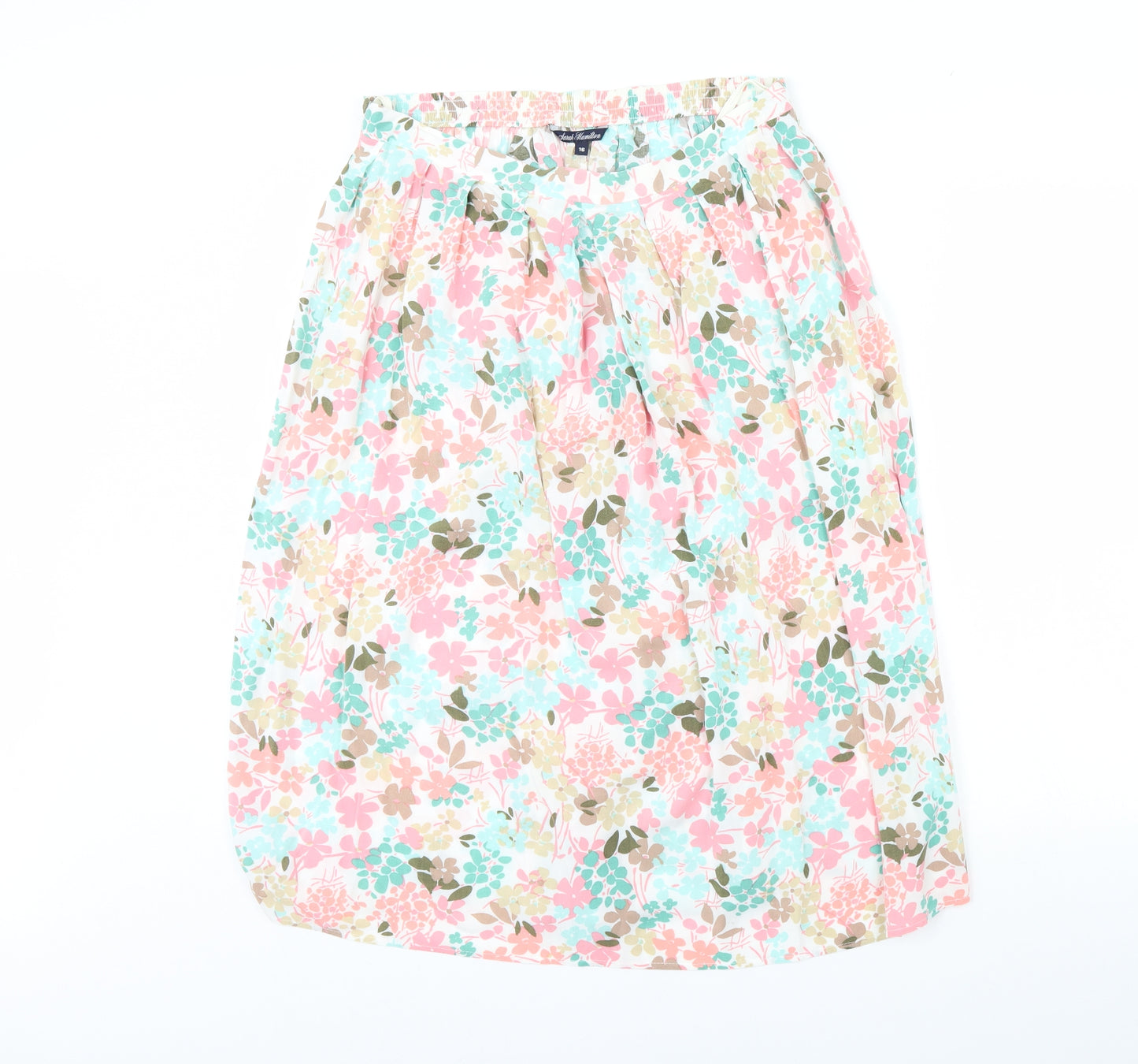 Sarah Hamilton Womens White Floral  Flare Skirt Size 16