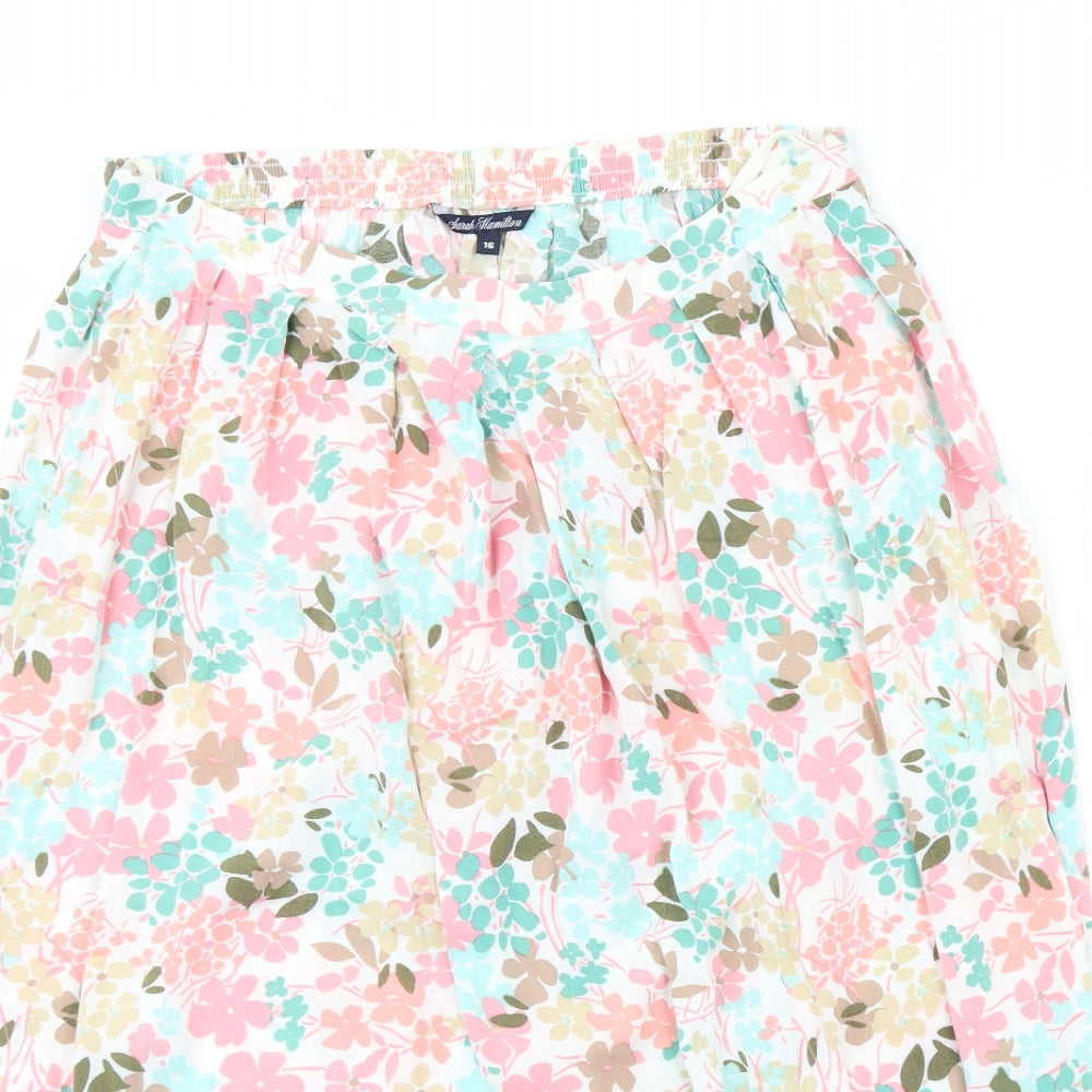 Sarah Hamilton Womens White Floral  Flare Skirt Size 16