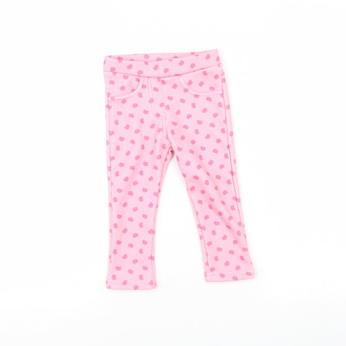 Topomini Girls Pink Animal Print  Capri Trousers Size 12 Months  - cat