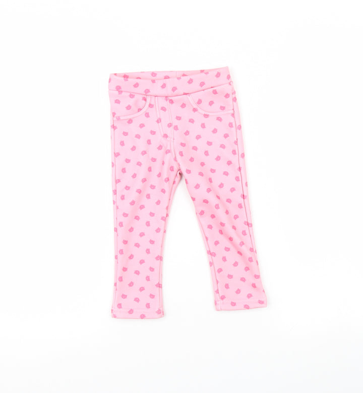 Topomini Girls Pink Animal Print  Capri Trousers Size 12 Months  - cat