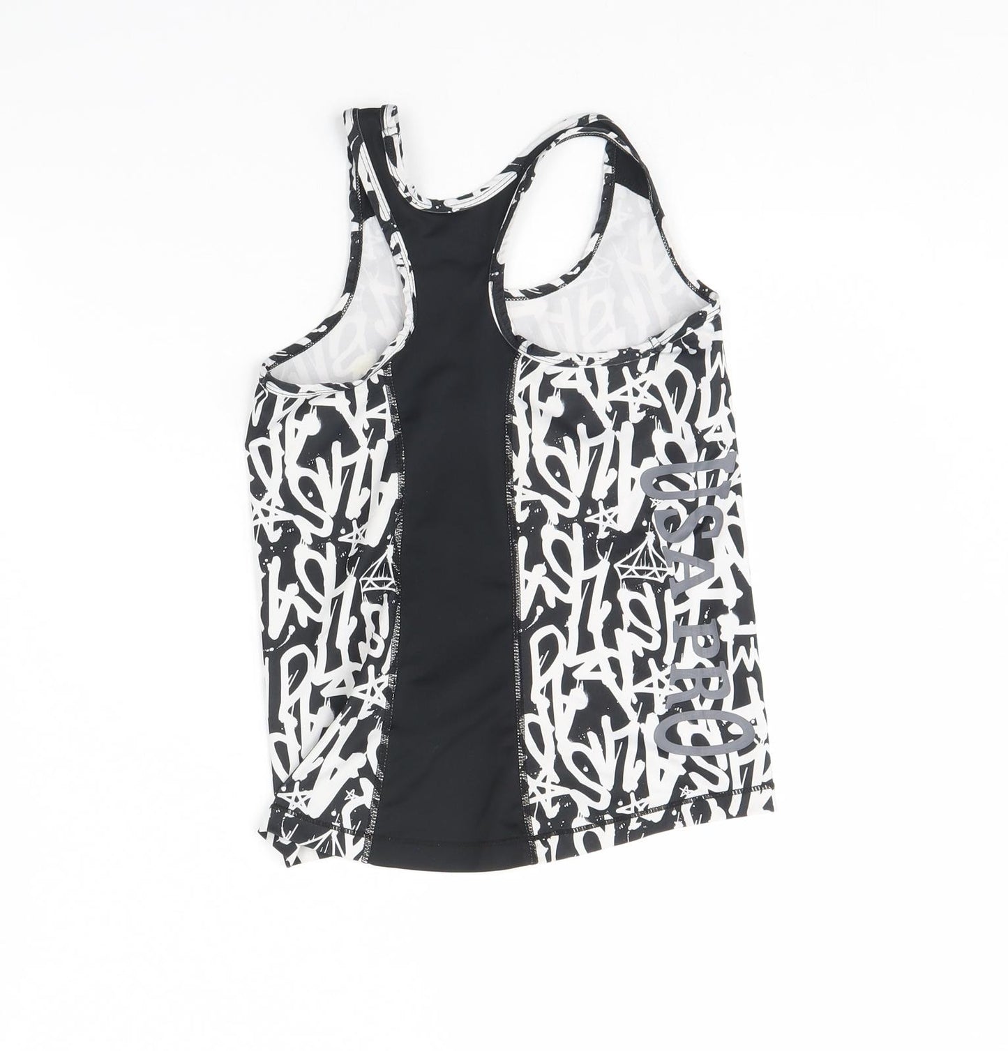 USA Pro Girls Black Geometric  Basic Tank Size 9 Years