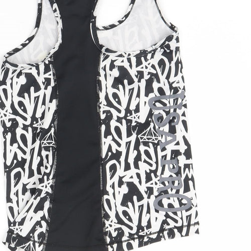 USA Pro Girls Black Geometric  Basic Tank Size 9 Years