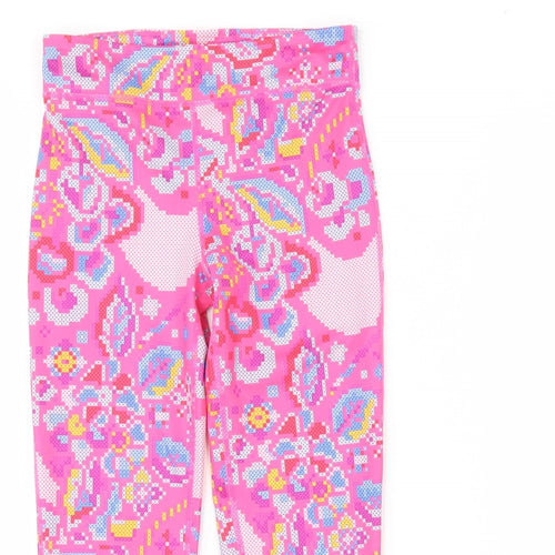 Preworn Girls Pink Geometric  Capri Trousers Size 12 Years
