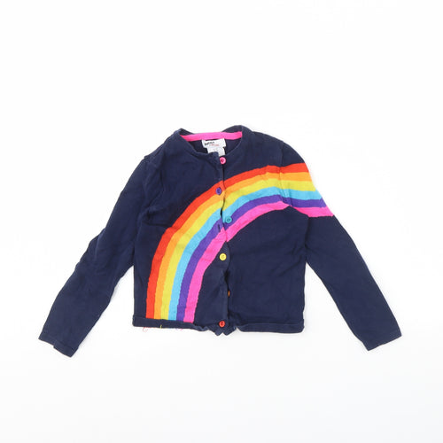 Bapster & Mimi Girls Blue   Cardigan Jumper Size 4 Years  - Rainbow