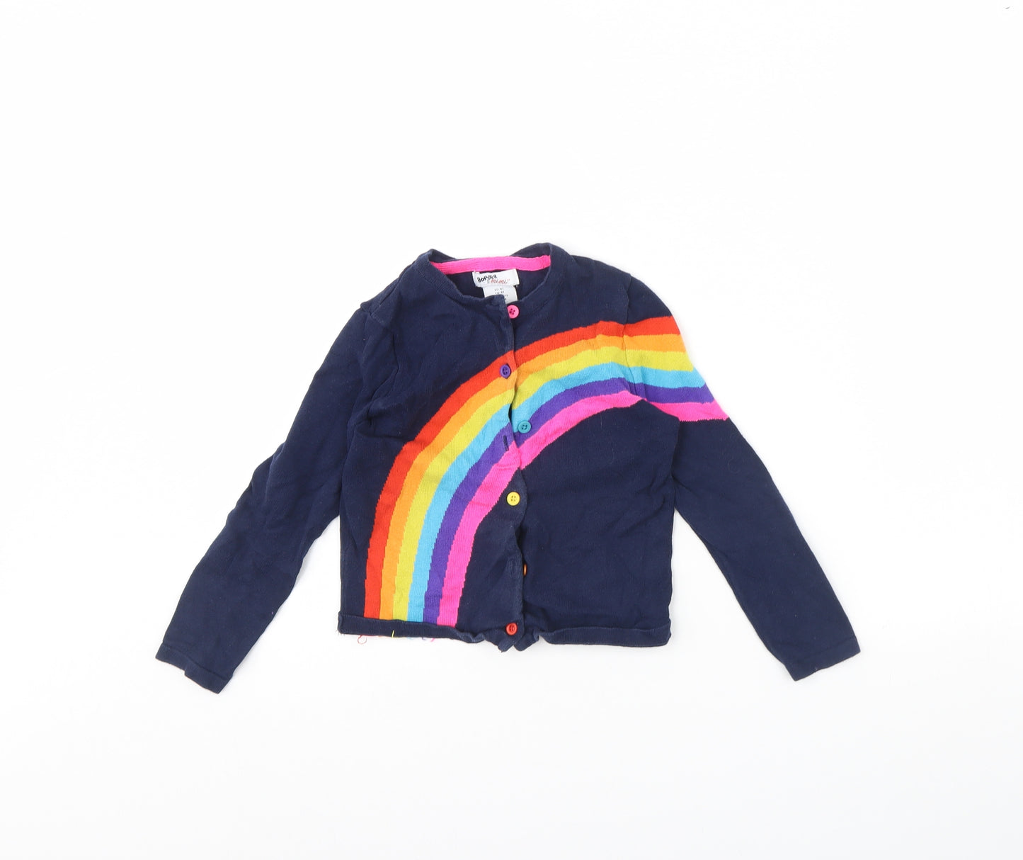 Bapster & Mimi Girls Blue   Cardigan Jumper Size 4 Years  - Rainbow