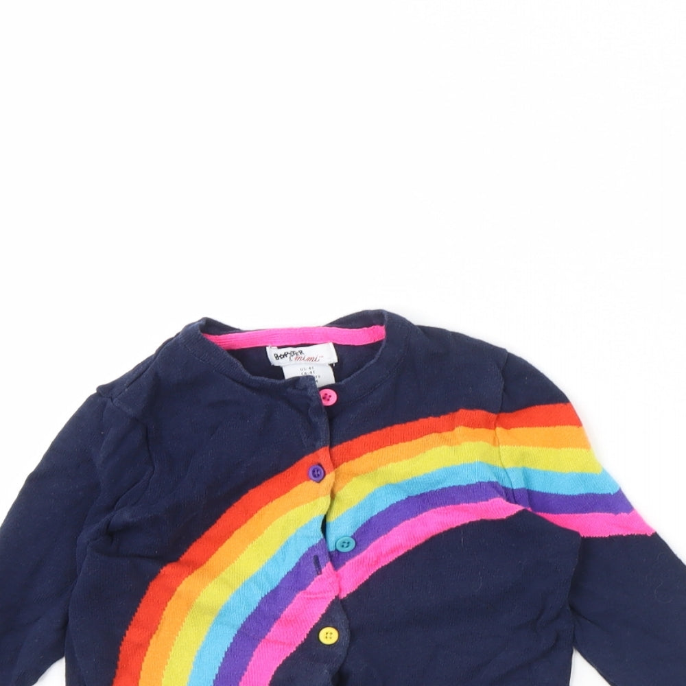Bapster & Mimi Girls Blue   Cardigan Jumper Size 4 Years  - Rainbow