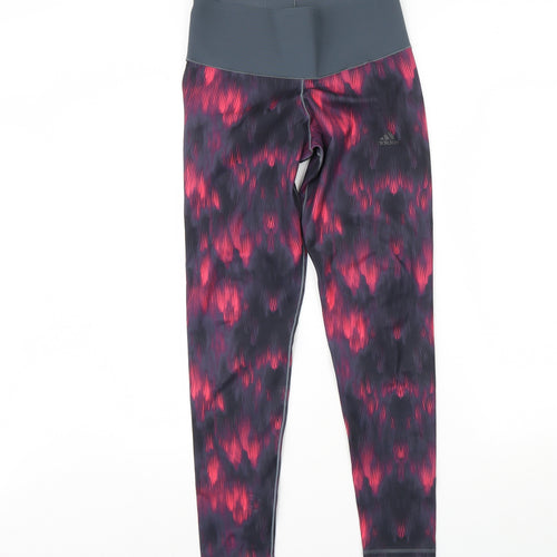 Adidas  Womens Multicoloured Geometric  Compression Leggings Size M L28 in