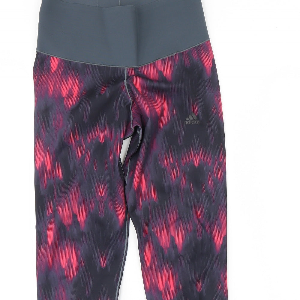 Adidas  Womens Multicoloured Geometric  Compression Leggings Size M L28 in