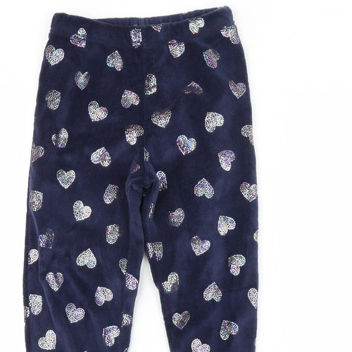 George Girls Blue Spotted Fleece Cami Pyjama Pants Size 9 Years  - Heart Detail