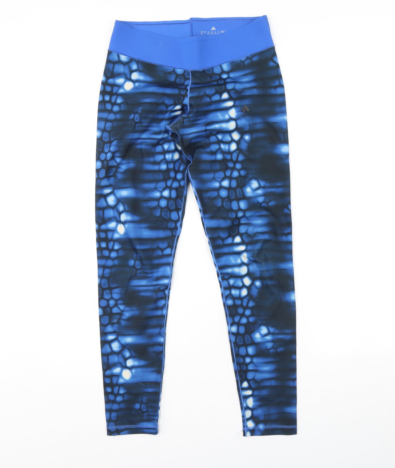 Adidas  Womens Blue Geometric  Compression Leggings Size M L28 in