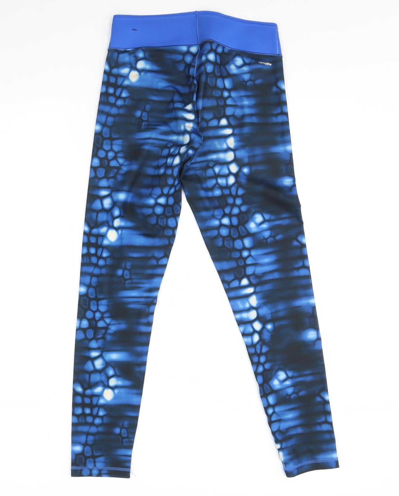 Adidas  Womens Blue Geometric  Compression Leggings Size M L28 in