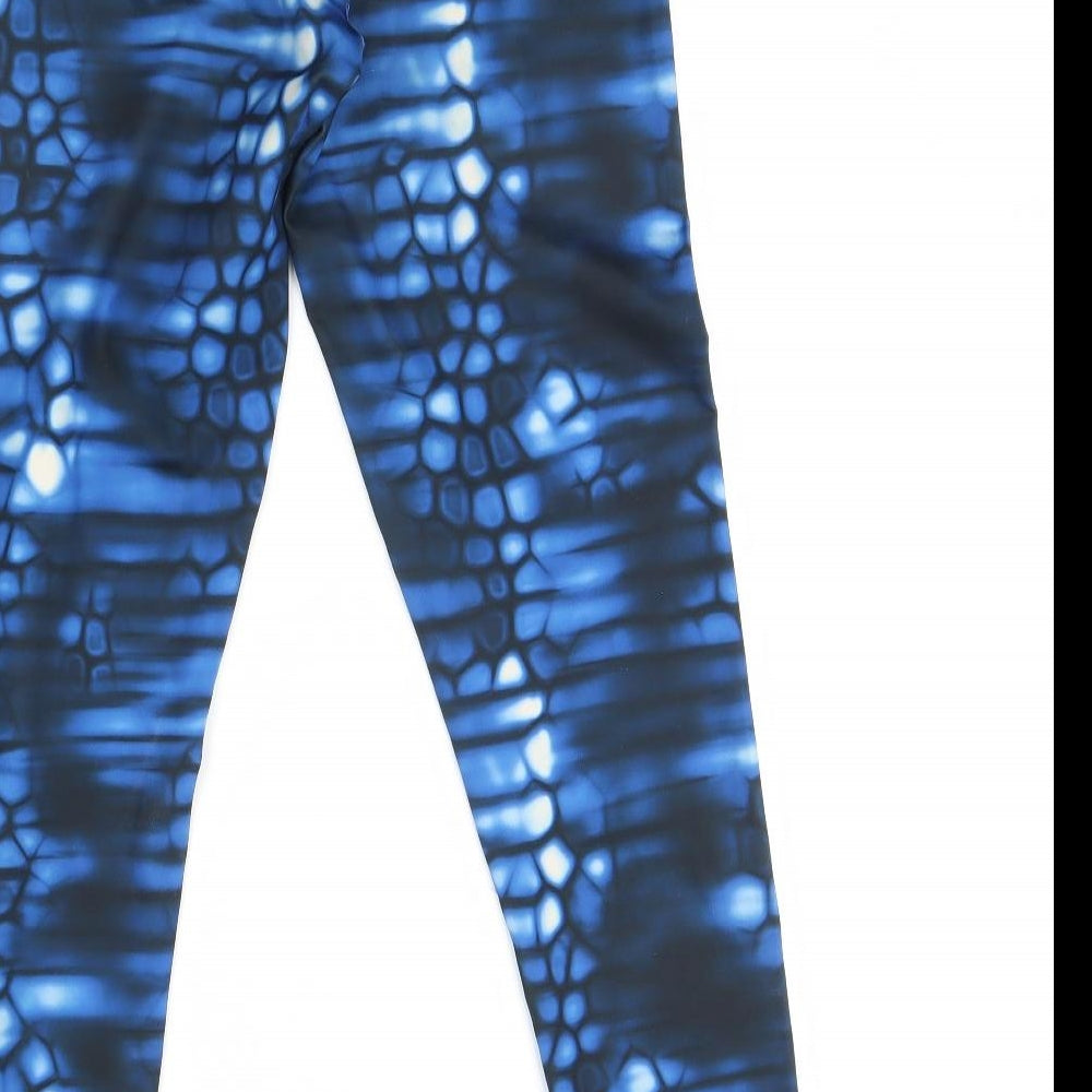 Adidas  Womens Blue Geometric  Compression Leggings Size M L28 in