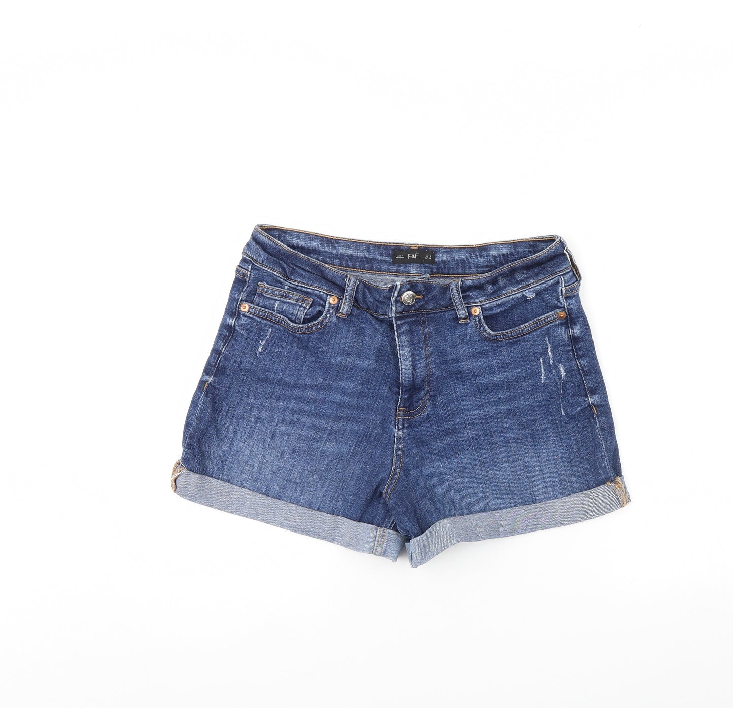 F&F Womens Blue  Denim Hot Pants Shorts Size 10
